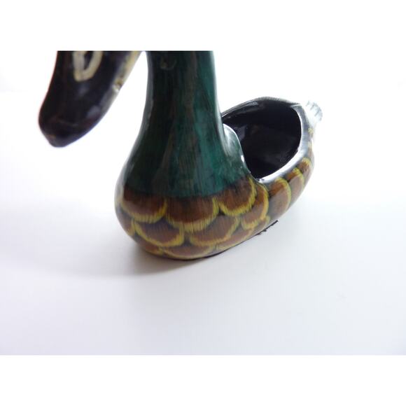 Vintage Mid Century Ceramic Duck Planter Flower Pot Trinket Catch All - Picture 6 of 6